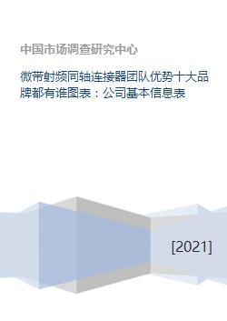 微带射频同轴连接器团队优势十大品牌都有谁图表 公司基本信息表